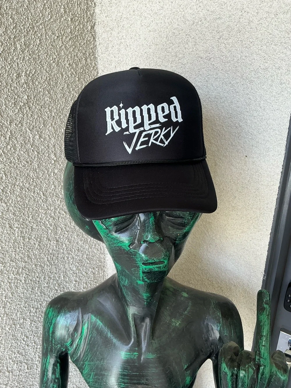 Ripper Jerky Black Mesh Trucker Cap -